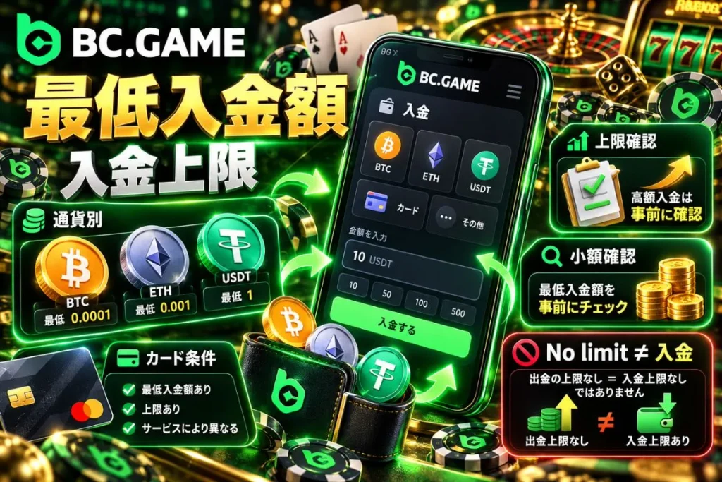 BC Gameの最低入金額と入金上限