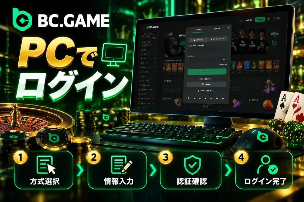 PCからBC Gameにログインする方法