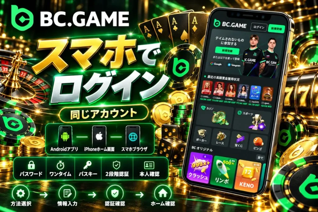スマートフォンからBC Gameにログインする方法