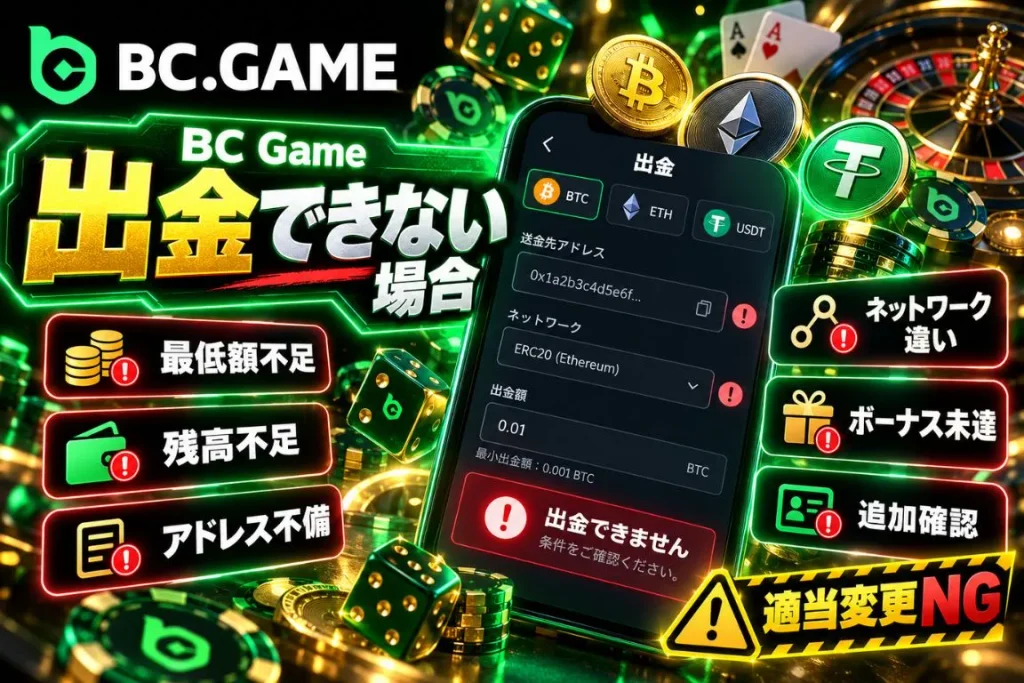 BC Gameから出金できない場合
